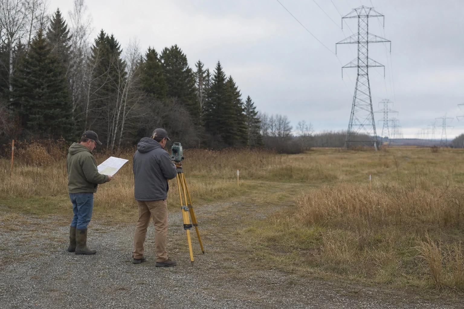 Development professionals reviewing a potential infrastructure site